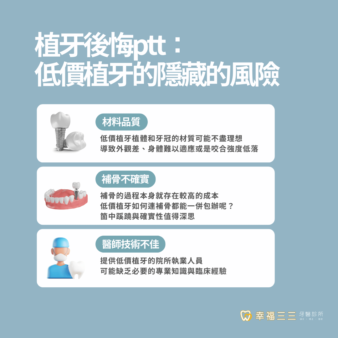 植牙後悔ptt鄉民最大的疑惑：價錢跟植牙失敗有一定關係嗎？