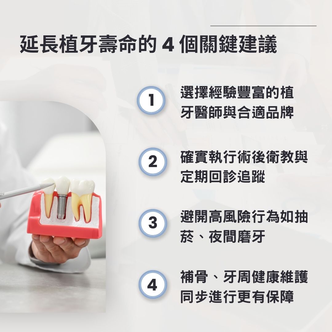 植牙平均壽命有多久?完整解析影響因素與延長植牙平均壽命的秘訣 2 dental implant average lifespan3