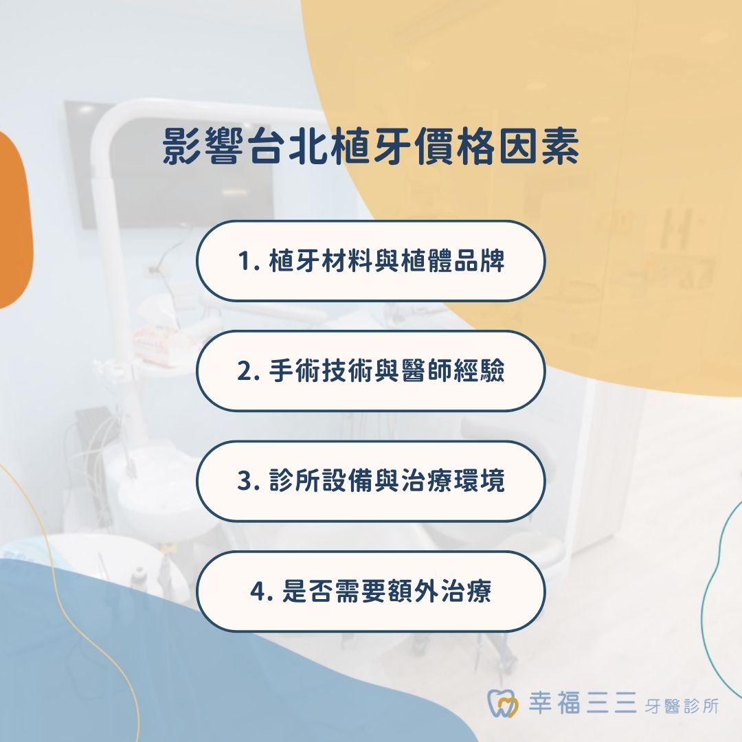 台北植牙全攻略:一篇讓你懂台北植牙價格、診所及醫師怎麼選! 1 影響台北植牙價格因素