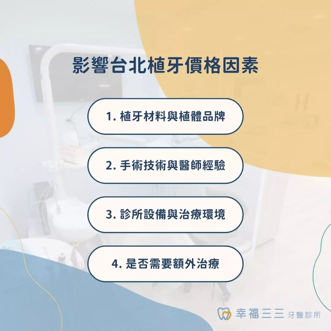 影響台北植牙價格因素